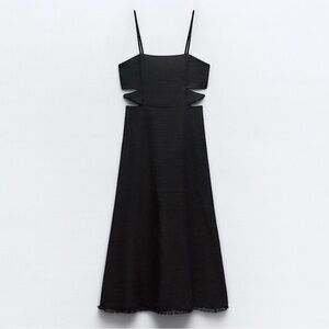 Zara Black Midi Dress with Cutout Details
